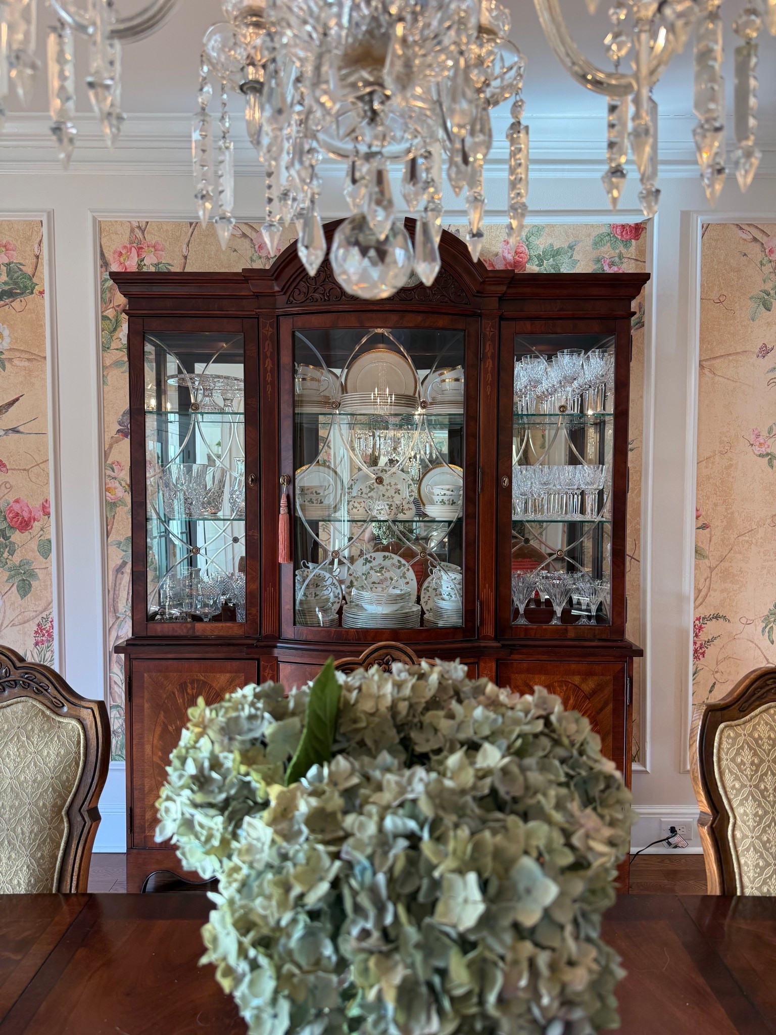 Layering our china cabinet with some of my most-loved pieces 🤍

I’ve been slowly collecting beautiful china and Waterford crystal over time, and this cabinet finally gives them the perfect place to live. I love mixing classic china plates with timeless crystal it instantly makes a dining room feel traditional, collected, and lived in.

Linking the Waterford pieces and china here for anyone building their own china cabinet collection ✨