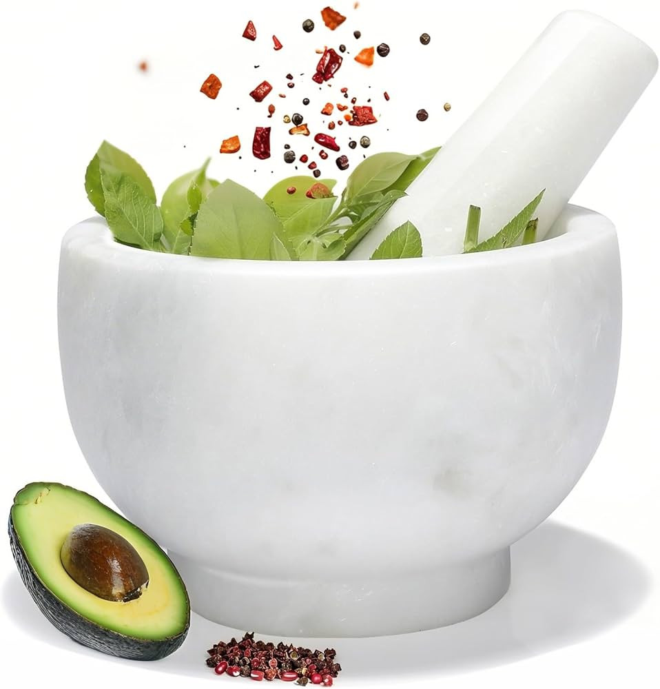 Koville Genuine Marble Mortar and Pestle Set, 5" African Stone Grinder for Kitchen, Molcajete, Gu... | Amazon (US)