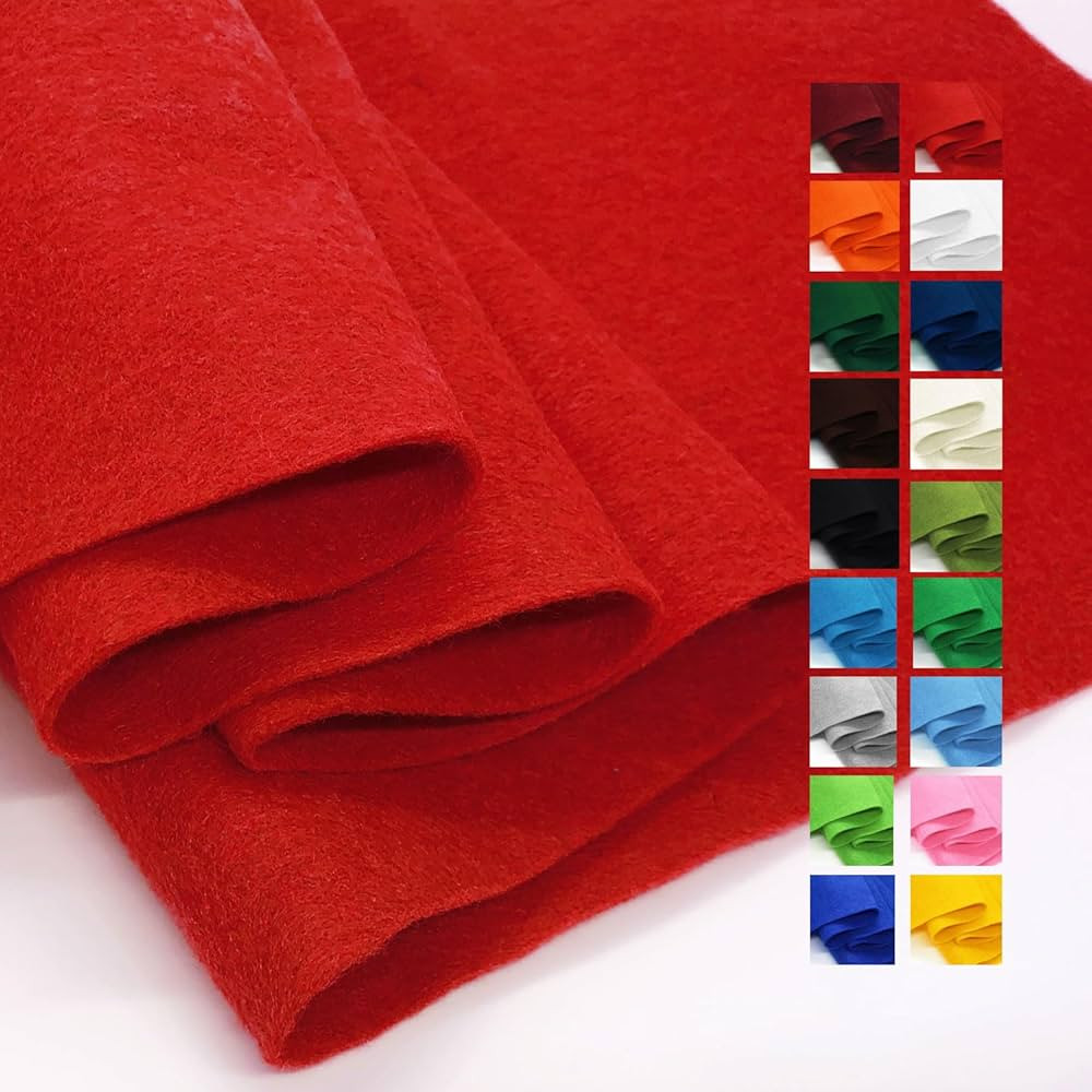 Red Felt Fabric 36" X 36"(1 Square Yard), 1.6mm Thick Soft and Durable Flexible Craft Felt by The... | Amazon (US)