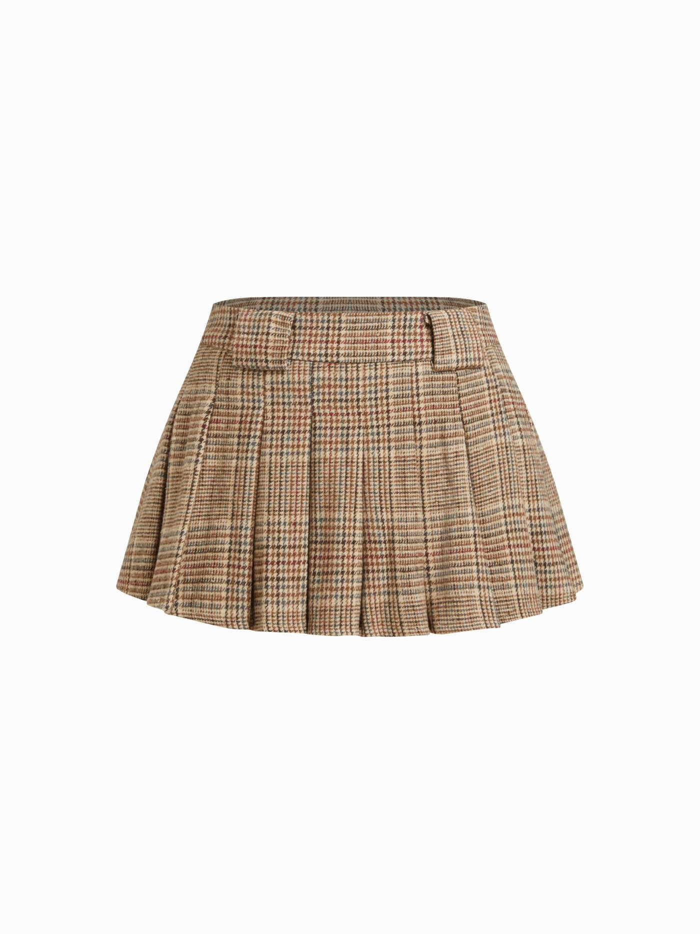 Tweed Low Rise Houndstooth Pleated Mini Skirt | Cider