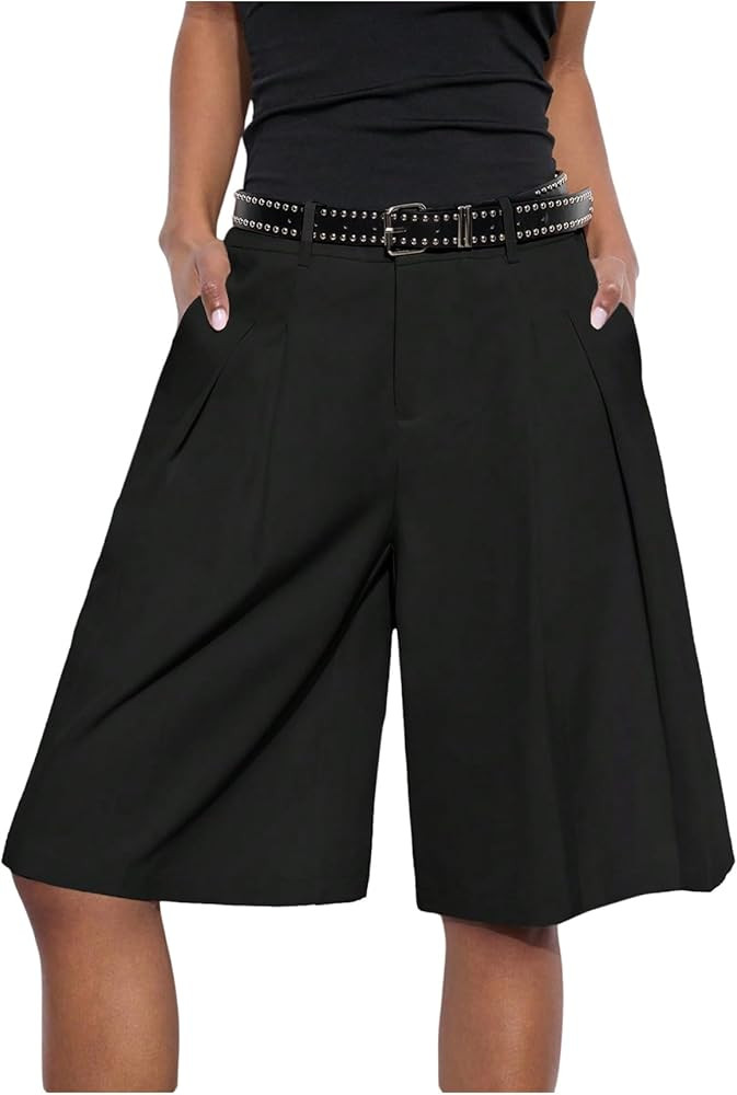 GORGLITTER Women's Pleated Baggy Dress Shorts Wide Leg Oversized Busniness Casual Office Work Sho... | Amazon (US)