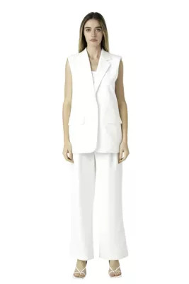 Endless Rose Women's Linen Oversize Vest Blazer, White, Large | Belk