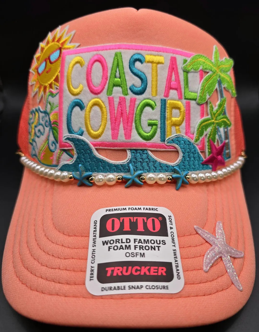 Ladies Coastal Cowgirl Beach Theme Trucker Hat Coral - Etsy | Etsy (US)
