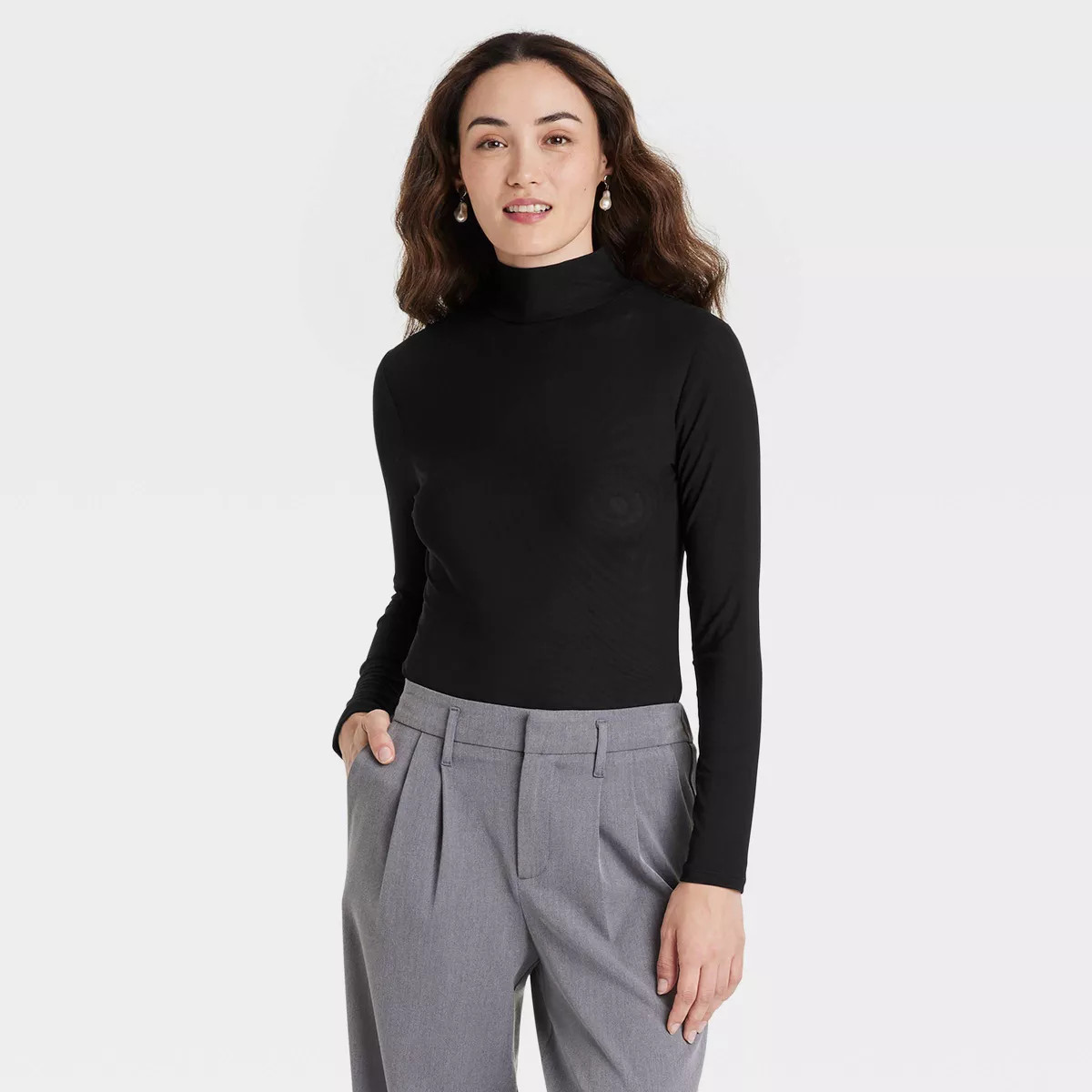 Women's Long Sleeve Mesh Turtleneck Blouse - A New Day™ | Target