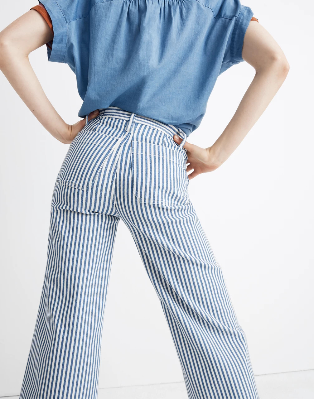 Emmett Wide-Leg Crop Pants in Herringbone Railroad Stripe | Madewell