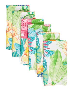 6pk 18x18 Indoor Outdoor Tortuga Floral Napkins | TJ Maxx