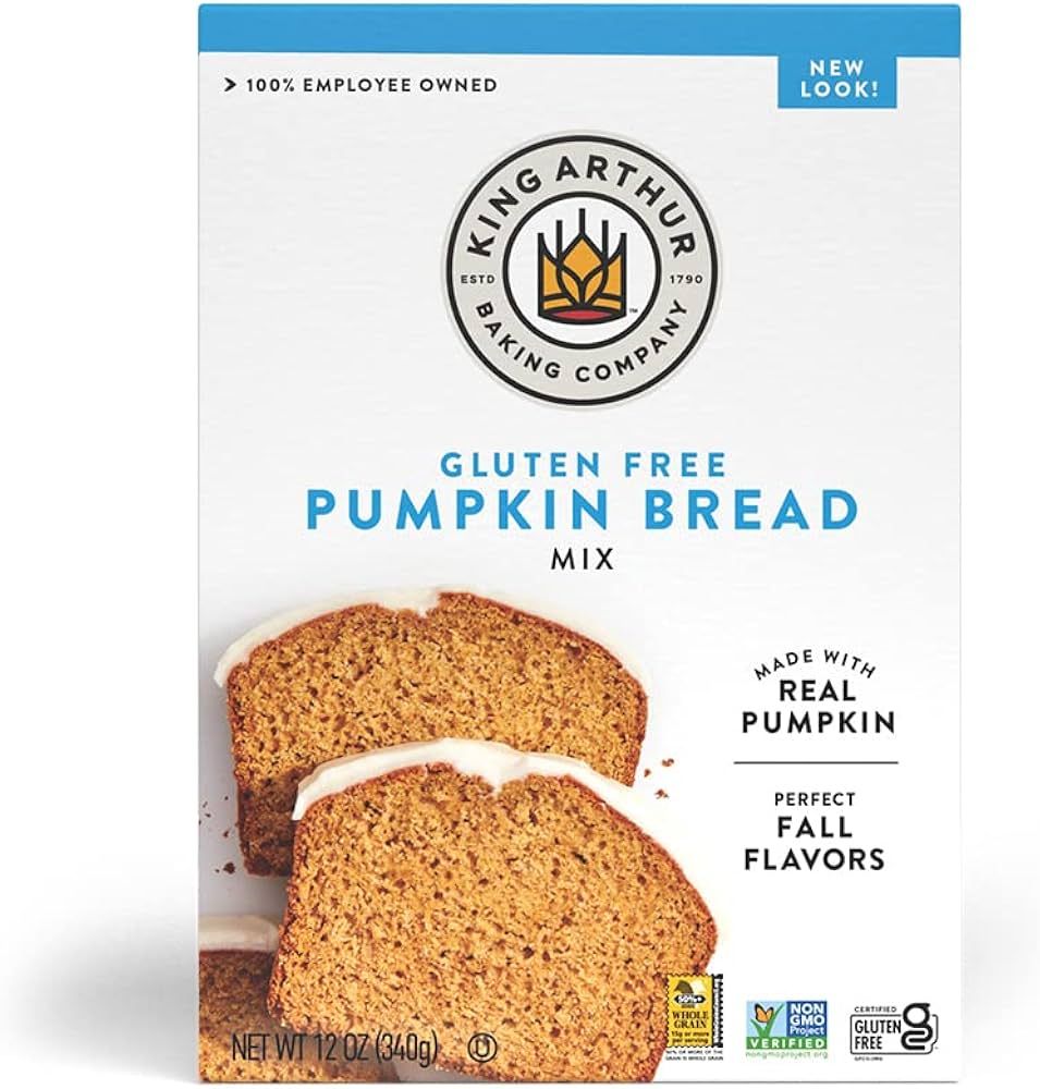 King Arthur, Gluten Free Pumpkin Bread + Muffin Mix, Gluten-Free, Non-GMO Project Verified, Certi... | Amazon (US)