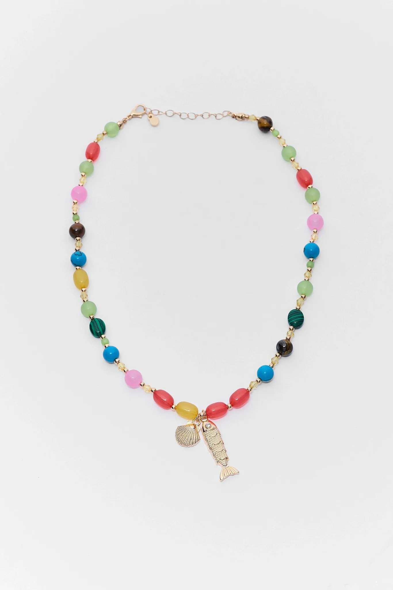 Multi Beaded Fish Charm Necklace | Avara
