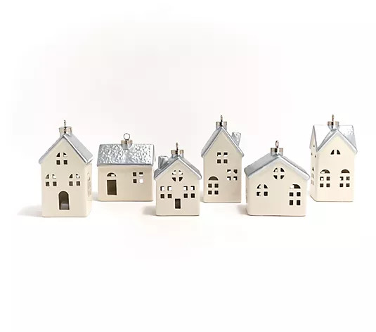 Set of 6 Ceramic Illuminated Mini Houses by Lauren McBride - QVC.com | QVC