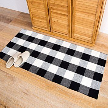 Ecohome Cotton Bath Runner Buffalo Check Plaid Area Rug Door Mat for Entry Way Washable Carpet for K | Amazon (US)