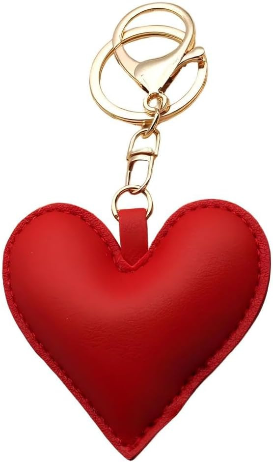 Leather Key Chain Pendant Womens Handbag Heart Cute Key Chain Accessory | Amazon (US)