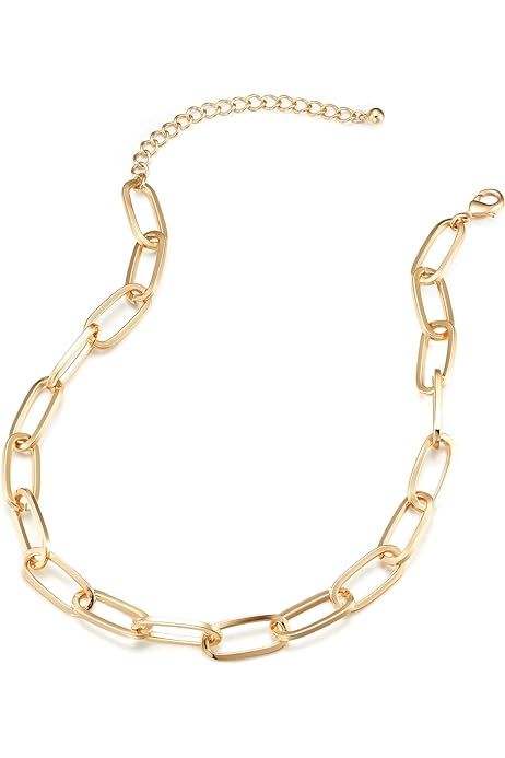 Reoxvo Gold Necklaces for Women 18K Gold Plated Paperclip Link Chain Beaded Ball Chain Snake Chain C | Amazon (US)