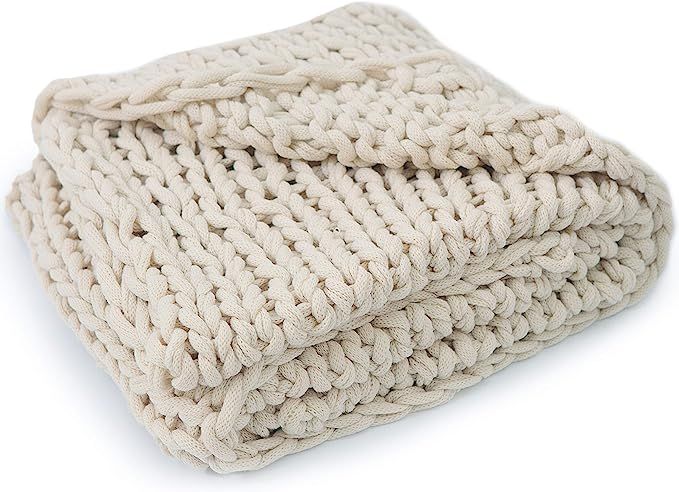 Cheer Collection Chunky Cable Knit Throw Blanket - Beautiful, Decorative, Ultra Soft Accent Throw... | Amazon (US)