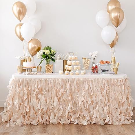 Bluekate Champagne Gold Table Skirt. 6ft Table Skirt with Double Layer Organza! Wedding Decoratio... | Amazon (US)