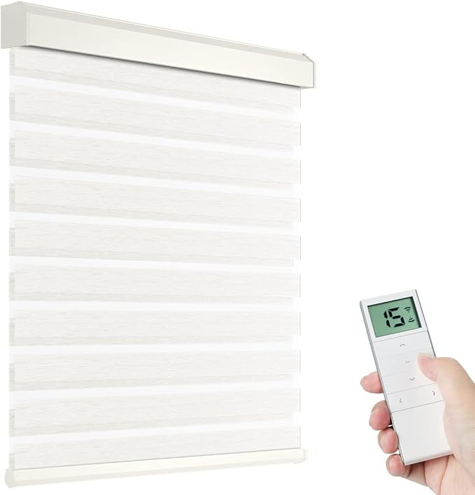 Motorized Zebra Shades with Remote Control, Electric Dual Layer Sheer Roller Blind Work with Alex... | Amazon (US)