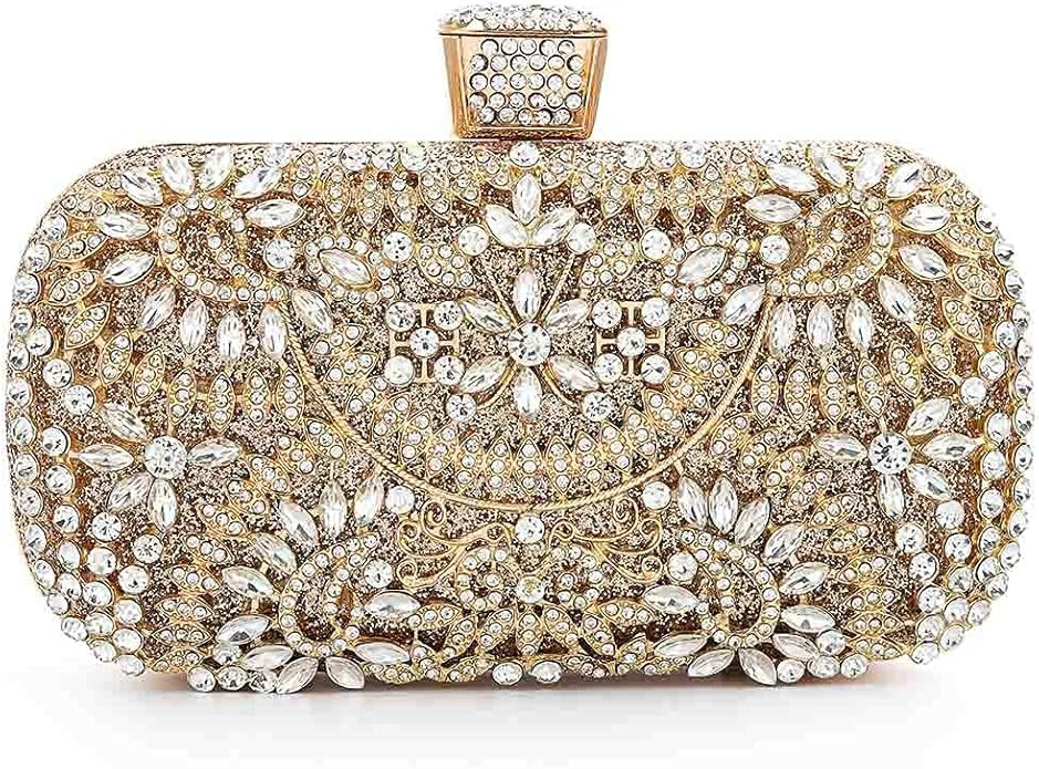 Yokawe Womens Crystal Evening Clutch Bag Bridal Wedding Purse Rhinestone Party Prom Handbag | Amazon (US)