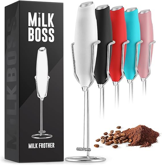 Milk Boss Powerful Milk Frother Handheld With Upgraded Holster Stand - Coffee Frother Electric Ha... | Amazon (US)