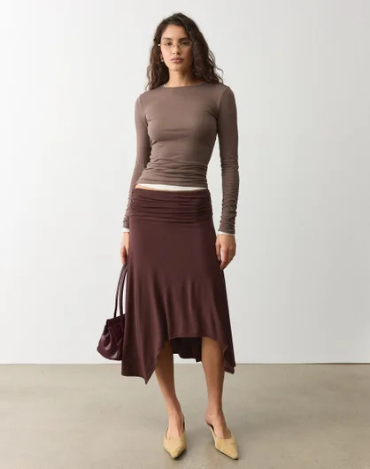 Ruched Handkerchief Midi Skirt | Glassons (Australia)