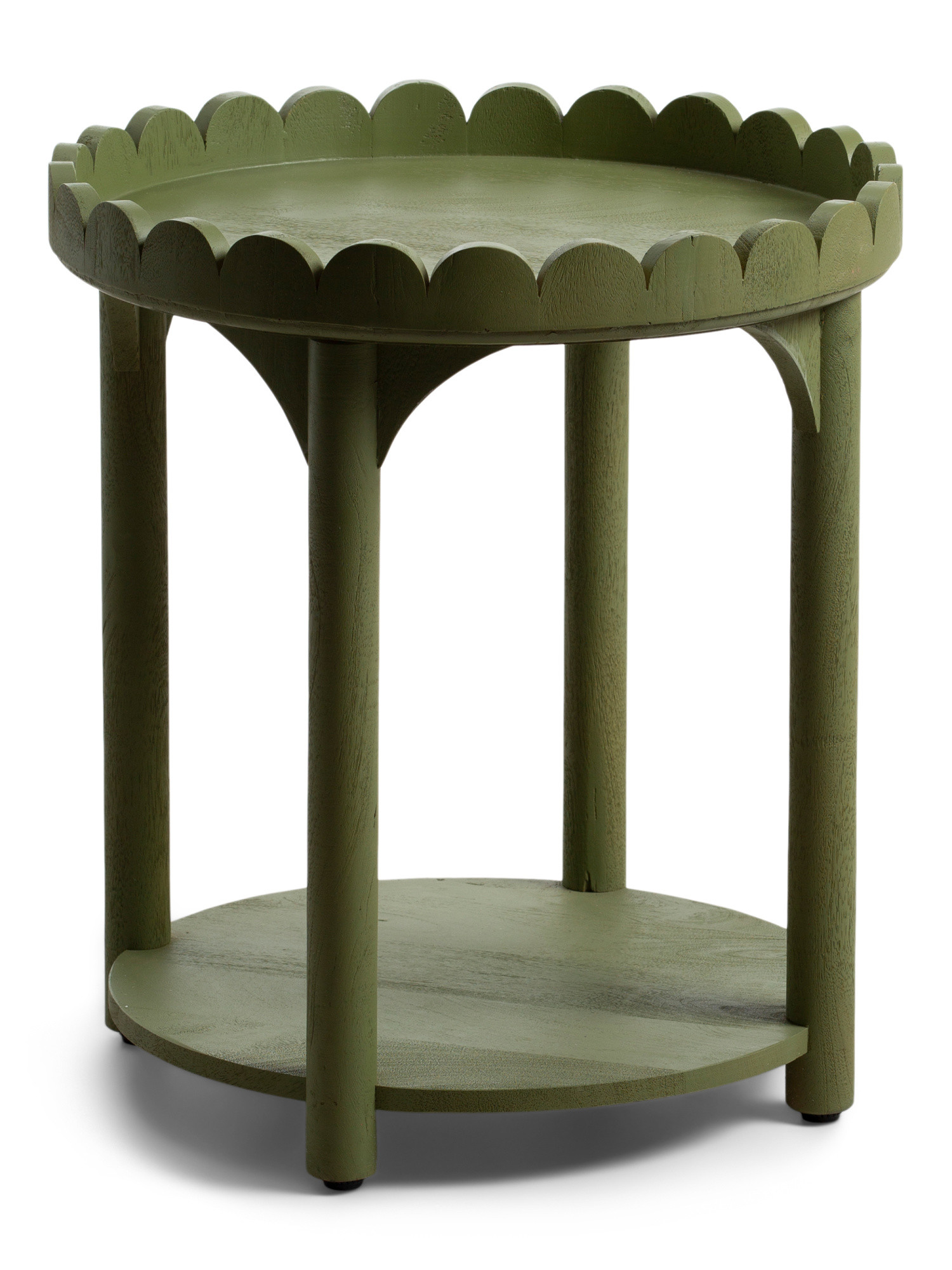 22x20 Solid Wood Round Scalloped Table With Shelf | Furniture & Lighting | Marshalls | Marshalls