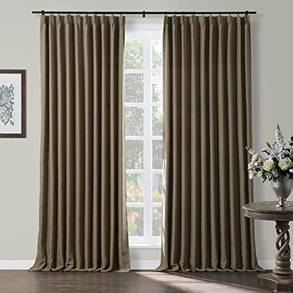 HOMERILLA 100% Blackout Curtains, Pinch Pleated Linen Blackout Curtains Thermal Insulated Room Da... | Amazon (US)