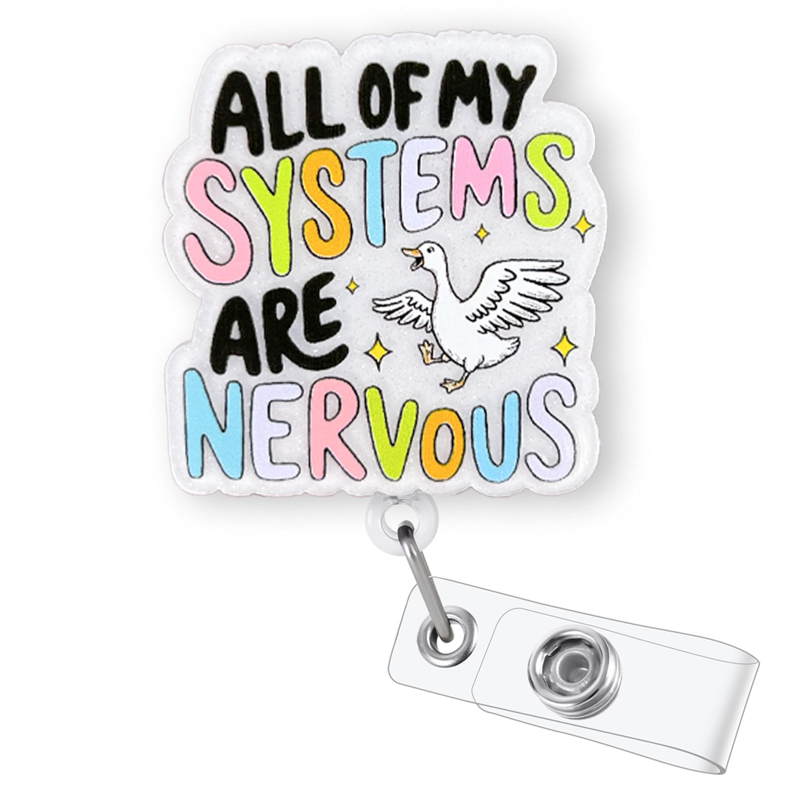 All of My Systems are Nervous Badge Reel Retractable, Funny Silly Goose Badge Reel for Nurse Nurs... | Amazon (US)