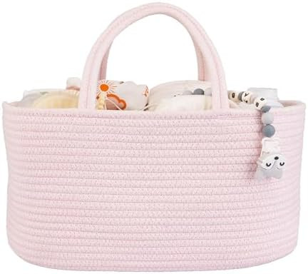 Large Baby Diaper Caddy Organizer for Girl Boy Rope Nursery Storage Bin Basket Portable Holder To... | Amazon (US)