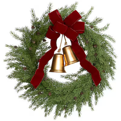 Holiday Living 26-in Indoor/Outdoor (non powered) Green,Gold,Red Pine Artificial Christmas Wreath | Lowe's