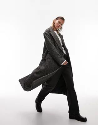 Topshop herringbone wool-blend formal coat in monochrome | ASOS (Global)