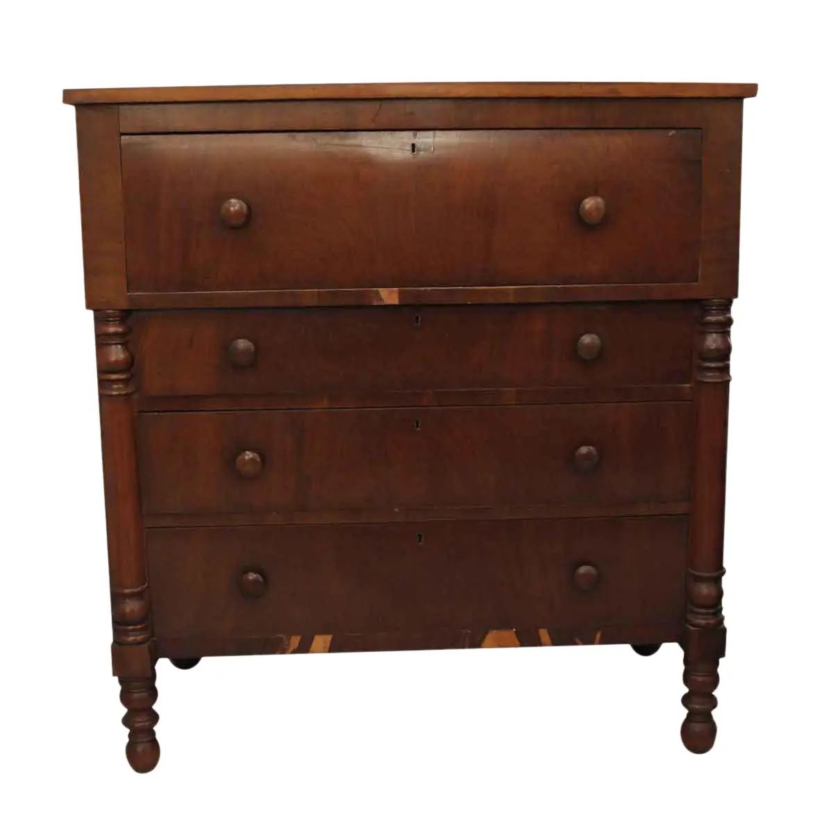 Mahogany Empire Style Dresser With 4 Drawers | Chairish