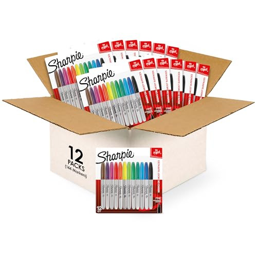 Sharpie Permanent Markers, Fine Tip, Assorted Colors, 144 Markers Total (12 Packs of 12) | Amazon (US)