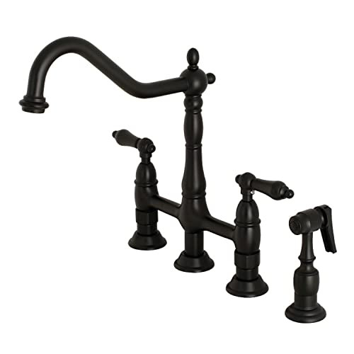 Kingston Brass KS1270ALBS Heritage Bridge Kitchen Faucet, 8-9/16", Matte Black | Amazon (US)