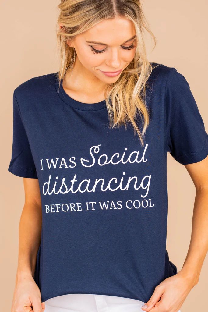 Social Distancing Navy Blue Graphic Tee | The Mint Julep Boutique