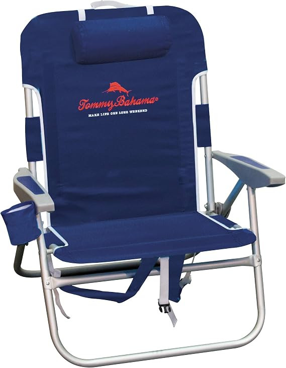 Tommy Bahama Big Boy 4-Position Folding 13" High Seat Backpack Beach or Camping Chair, Aluminum, ... | Amazon (US)