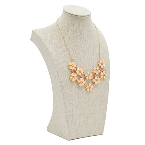 Juvale 12 Inch Linen Jewelry Display Bust - Necklace Mannequin Holder Stand for Retail Stores and Trade Shows (Beige) - Necklace Holder - Jewelry Display Stand | Amazon (US)