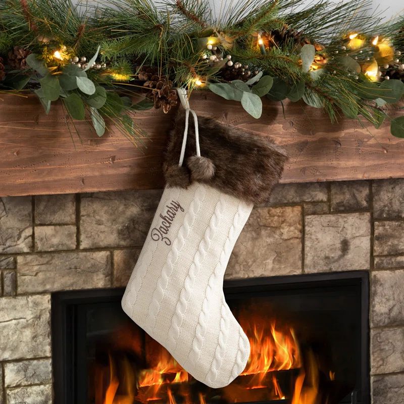 Fur Cuff Cable Knit Stocking | Wayfair Professional