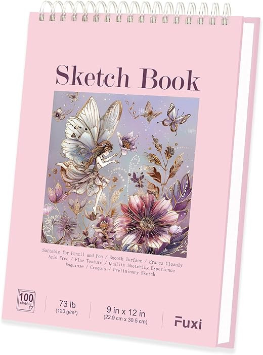 Cute Sketchbook Pink, 9"x12" Sketch Book for Teen Girls, 100 Sheets Girl Sketchbook 73lb/120gsm D... | Amazon (US)