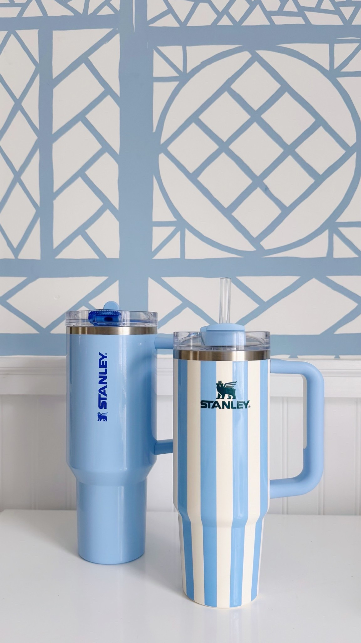 Cornflower blue + striped Stanley cups 😍 @stanley_brand #stanley1913partner 

#LTKSeasonal #LTKHome #LTKFindsUnder50