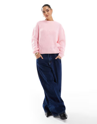 ASOS DESIGN chunky crew neck sweater in pink | ASOS (Global)