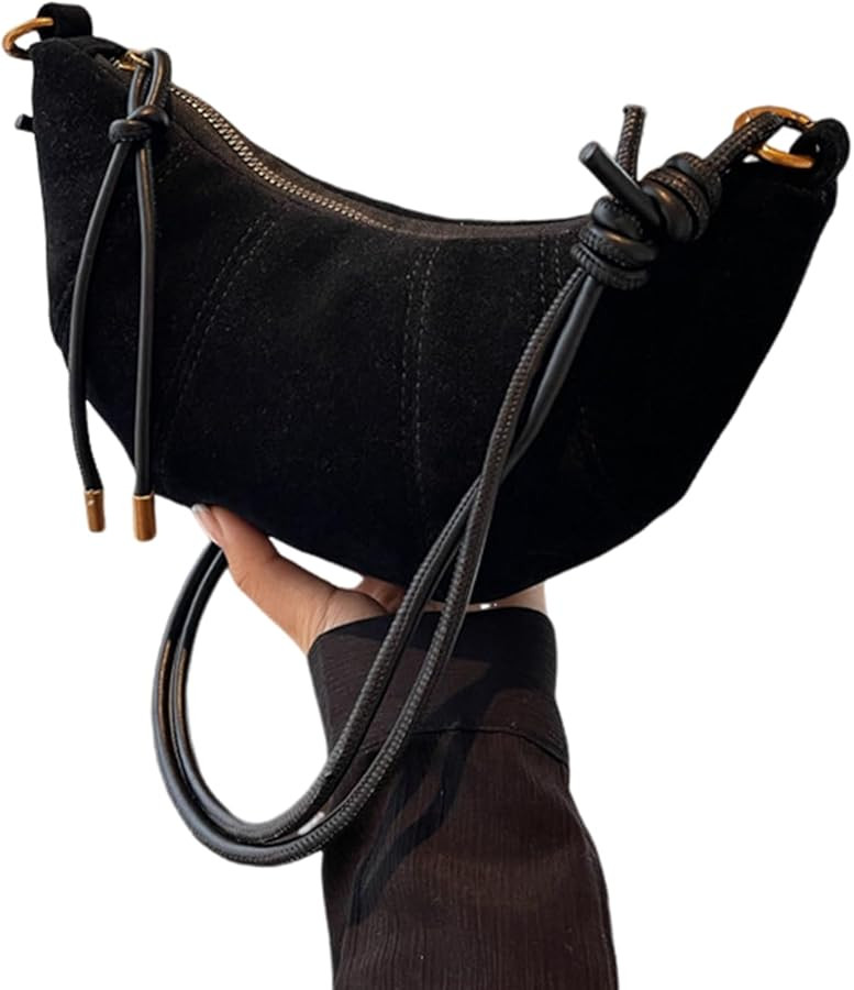 ENOPINK Crossbody Bags for Women Suede Crescent Zippered Shoulder Bags Purse Handbags Hobo Bags | Amazon (US)