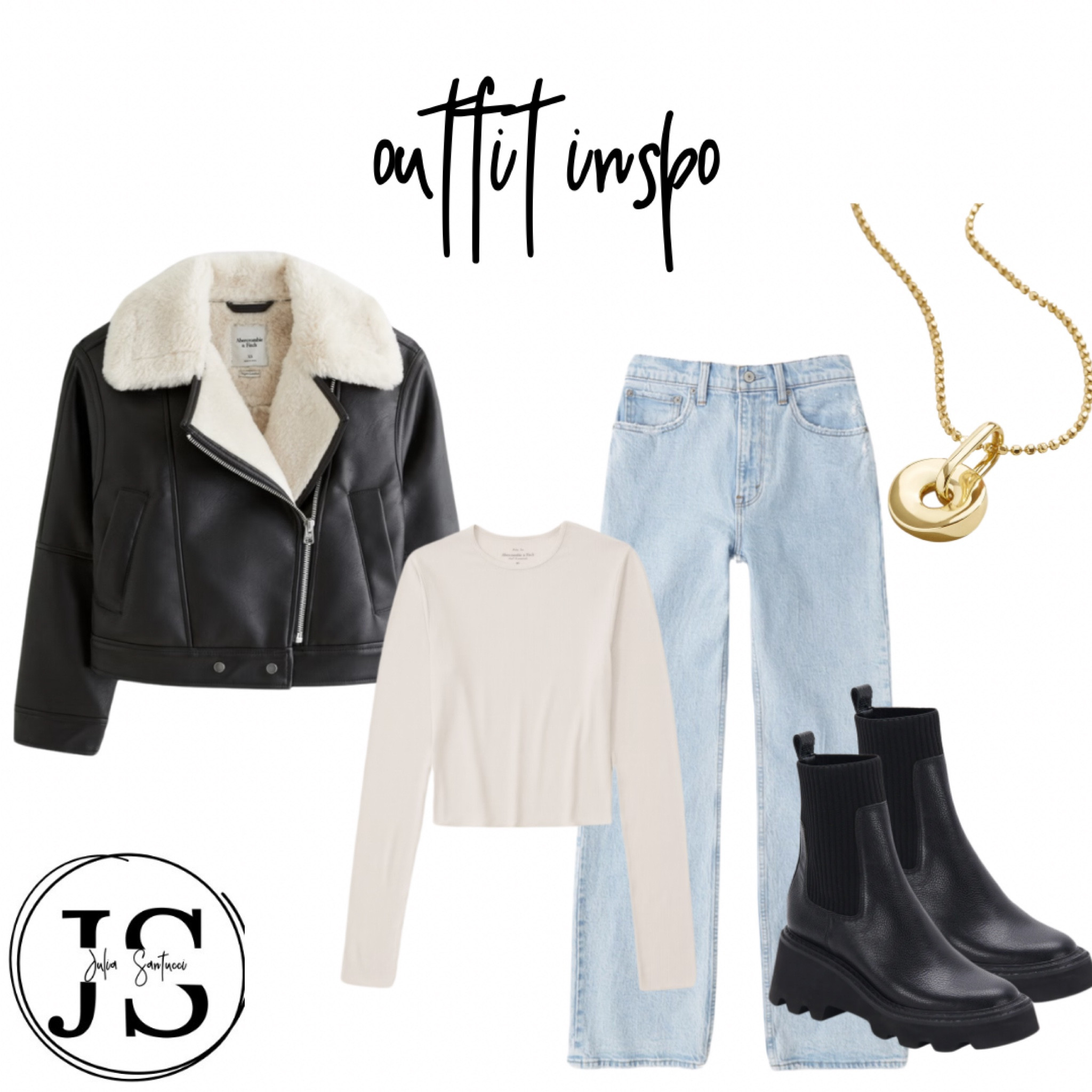 Winter outfit inspo, leather jacket, leather boots, gold necklace, Christmas outfit inspo 

#LTKHoliday #LTKmidsize #LTKstyletip
