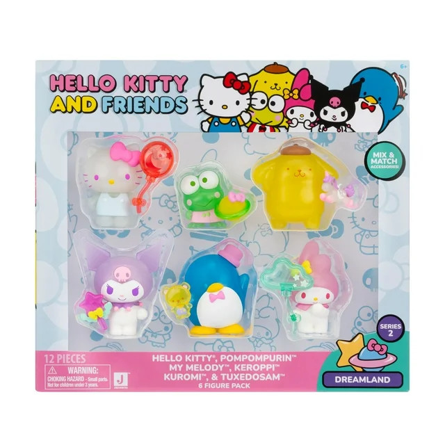 Hello Kitty and Friends Dreamland, 2 inch Figure 6-Pack - Removable Dreamy Accessories - Official... | Walmart (US)