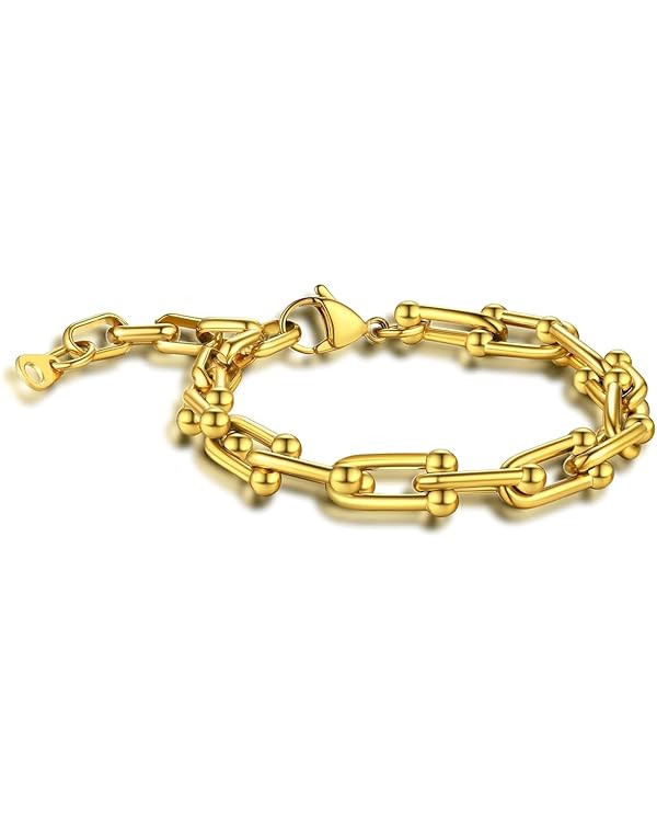 KeyStyle Paperclip Chain Choker for Women, 6 mm U Shaped Link Bracelet Anklets, Minimalist Chains... | Amazon (US)