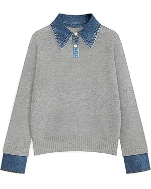 Womens Oversized Sweater Cozy Chunky Long Sleeve Mock Turtleneck V Neck Button Down Denim Polo Pu... | Amazon (US)