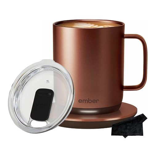 Ember Temperature Control Smart Mug 2, 14 oz Copper | App Controlled Heated Coffee Cup | Double your battery life when you pair Ember Mug with an Ember Sliding Lid | Signature Series Cloth | Amazon (US)