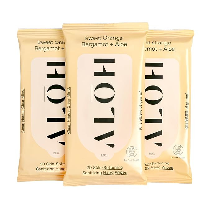 ALŌH Sweet Orange Bergamot + Aloe Sanitizing Hand Wipes - Clean Hands, Clear Mind - On The Go Ha... | Amazon (US)