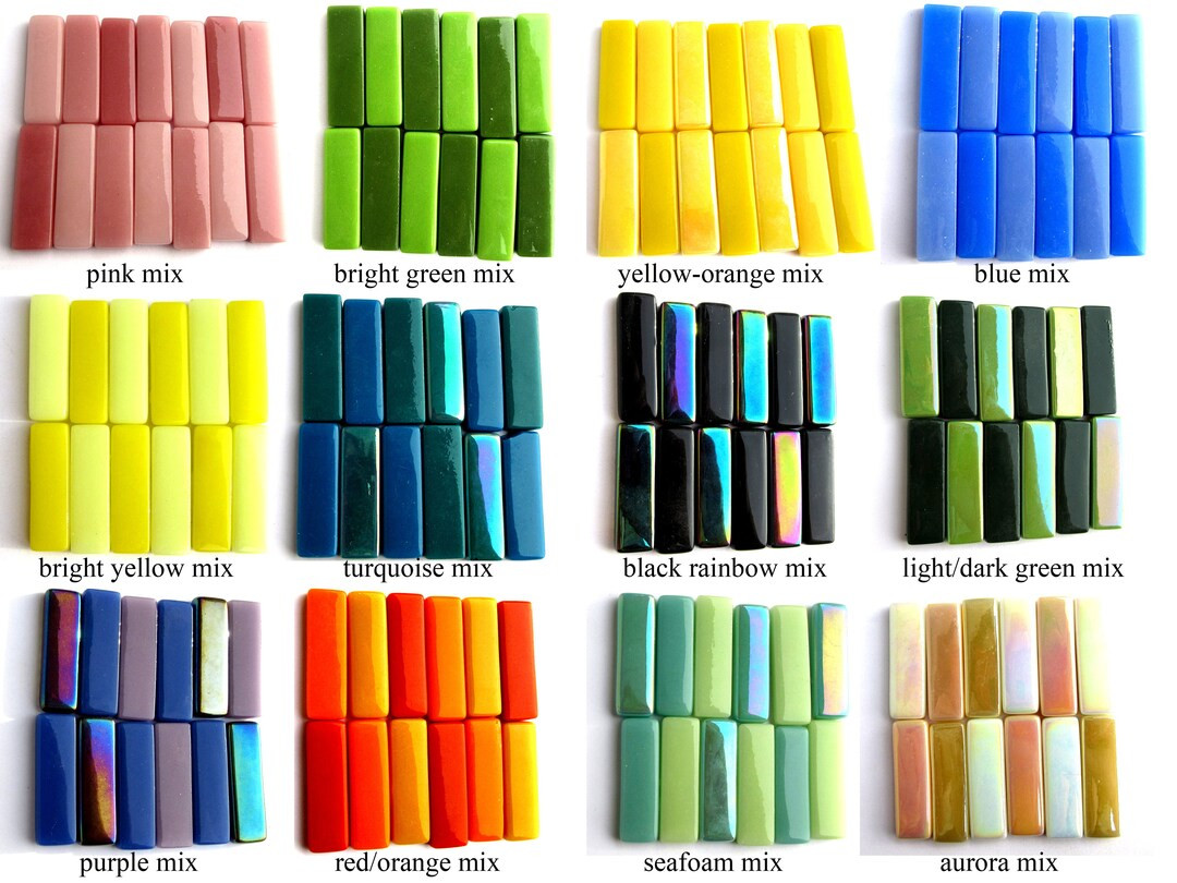 15  Glass Mosaic Tiles, Rectangle Tiles, Rectangular Glass Tiles, Geometric Tiles, Mosaic Pieces,... | Etsy (US)