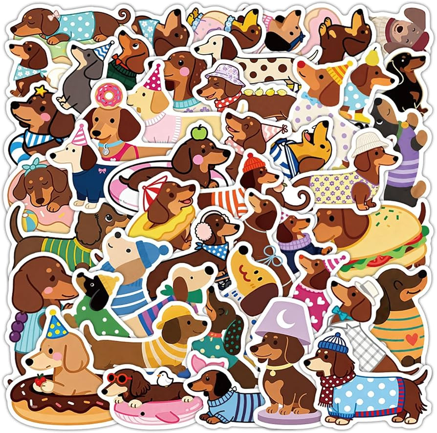 50PCS Dog Stickers, Cute Dachshund Pet Stickers | Amazon (US)