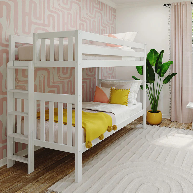 Twin Over Twin Bunk Bed With Trundle & Ladder on End | max & lily