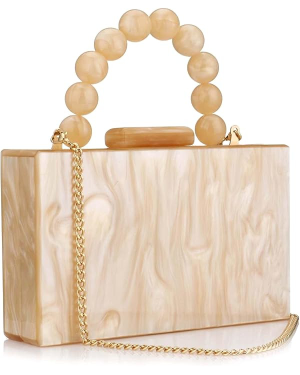 Bolso de mano de acrílico para mujer, con estampado de leopardo, bolso de noche con cadena, bols... | Amazon (US)