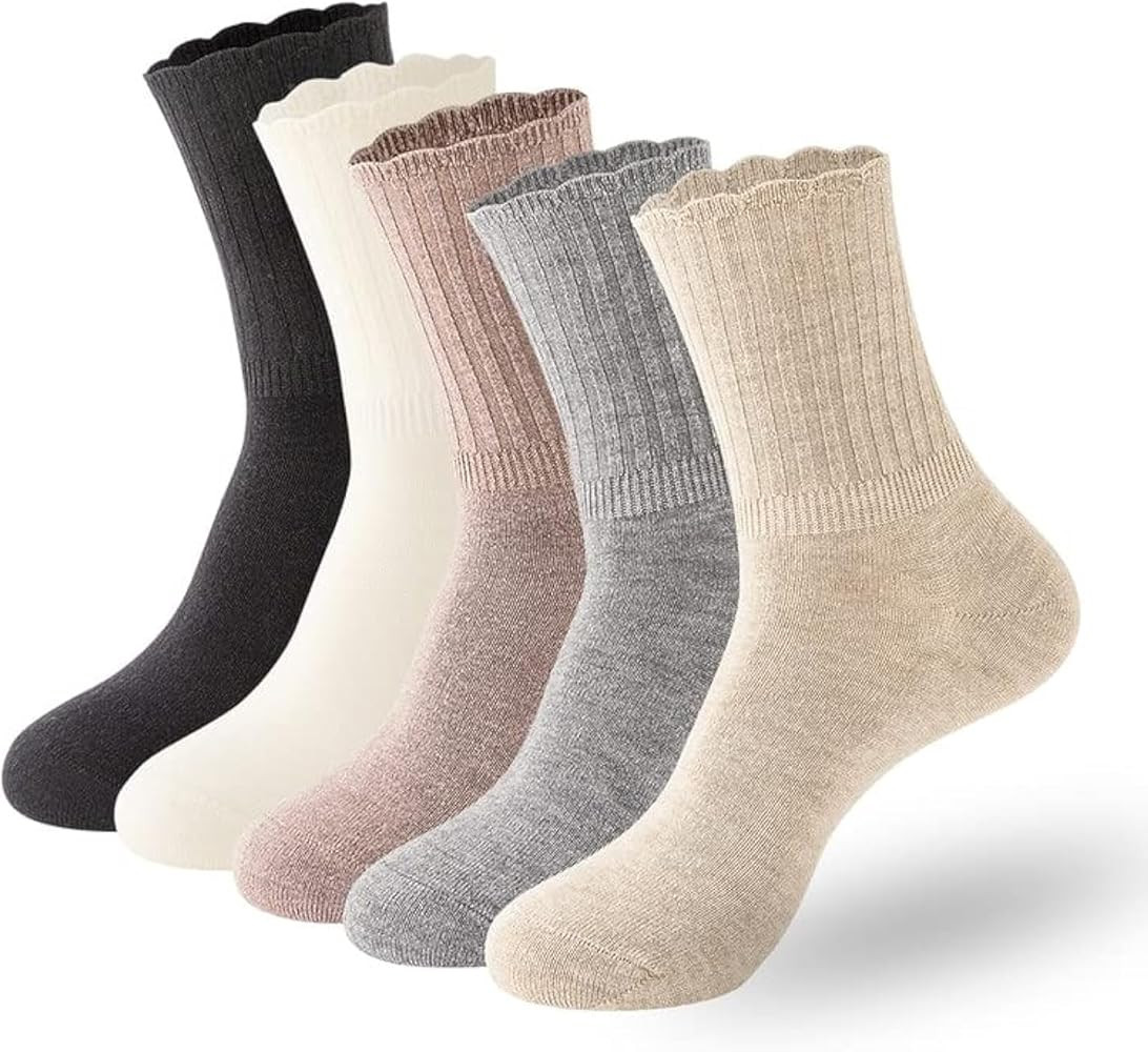 PADFOM Women Thin Cashmere Socks, Soft Socks Women Above Crew Socks 5 Pairs Size 5-9 | Amazon (US)